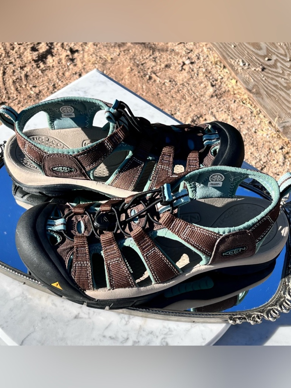 Keen Newport Hiking / Water / Sport Sandal, 9, Brown / Teal, Adjustable Fit